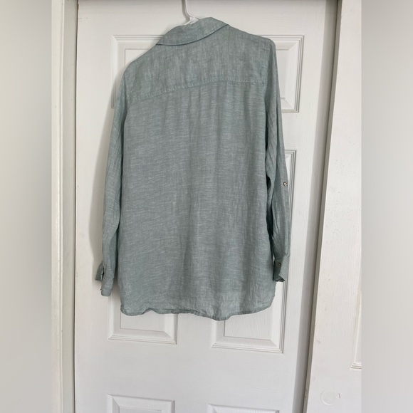 Sigrid Olsen Linen Button Down Top Size Medium Light Blue - Picture 11 of 14